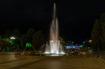 Night view of Batumi Boulevard Fountains in Batumi city - the capital of Adjara in Georgia