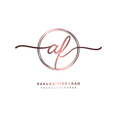 Obraz premium AF Initial handwriting logo design with circle lines dark pink gradation color. handwritten logo for fashion, beauty, team, wedding, luxury logo
