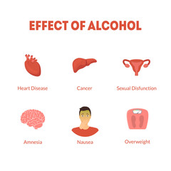 Cartoon Effect of Alcohol Icon Set. Vector