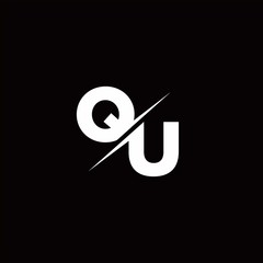 QU Logo Letter Monogram Slash with Modern logo designs template