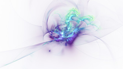 Obraz premium Abstract blue and violet glowing shapes. Fantasy light background. Digital fractal art. 3d rendering.