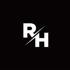 RH Logo Letter Monogram Slash with Modern logo designs template