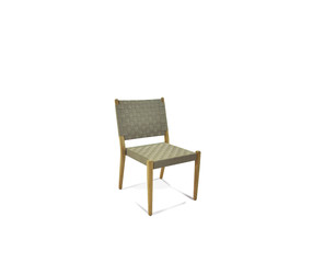 Chair natural wood single seat with rattan material, comfortable for interior/exterior furniture, isolated on white background