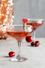 Holiday drink with sweet cherry