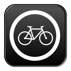Schwarzer Button mit Kreis zeigt Fahrrad