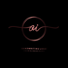 OI Initial handwriting logo design with circle lines dark pink gradation color. handwritten logo for fashion, beauty, team, wedding, luxury logo
