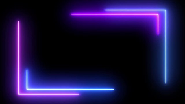 Abstract light neon frame on black background. laser show looped animation . 4K video