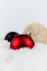 Christmas balls and the snow