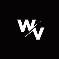 WV Logo Letter Monogram Slash with Modern logo designs template