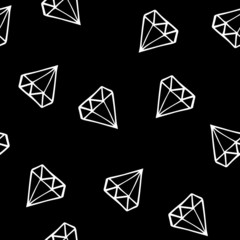 Diamond seamless pattern vector background  in doodle style