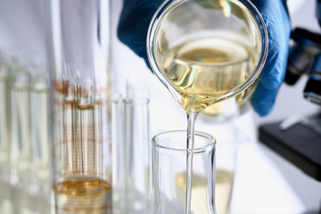 Yellow liquid spilled petrol additive innovative supply