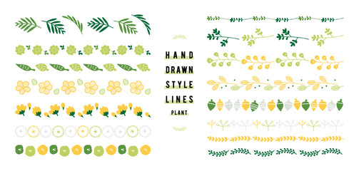 植物の飾り罫のセット（ヨコ）