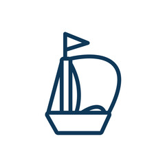 cute sailboat child toy line style icon