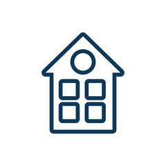 cute house child toy line style icon