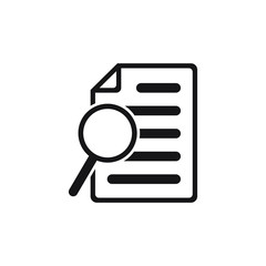 File search icon, document search, vector isolated. Document with magnifier loupe business concept.