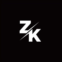 ZK Logo Letter Monogram Slash with Modern logo designs template