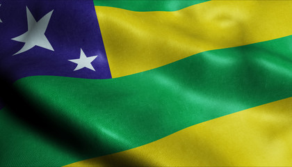 3D Waving Brazil Province Flag of Sergipe Closeup View
