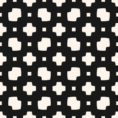 Vector minimalist geometric seamless pattern with small crosses, squares, dots