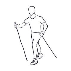 man with a Nordic walking poles