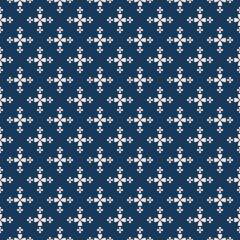 Simple minimalist floral texture. Dark blue and pink geometric seamless pattern
