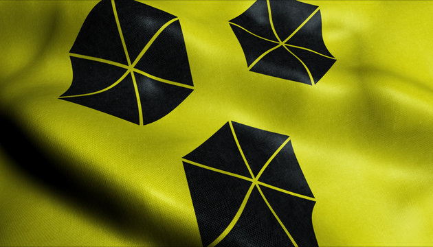 3D Waving Brazil City Flag of Itabuna Closeup View