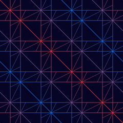 Neon laser lines pattern. Vector geometric seamless texture with delicate grid