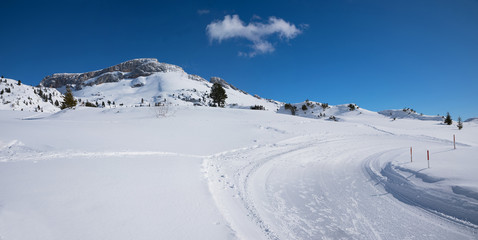 Fototapeta na wymiar winter landscape and ski piste rofan area, austria
