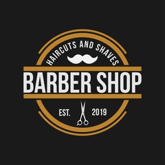 Barbershop logo design template vector
