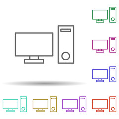 A computer multi color icon. Simple thin line, outline vector of education icons for ui and ux, website or mobile application