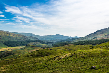 Fototapeta na wymiar Through the scenic valleys and Mountains in Cumbra, Lake District
