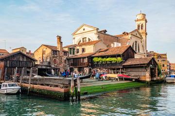 Fototapeta na wymiar A view of boatyard on Squero di San Trovaso, Venice, Italy