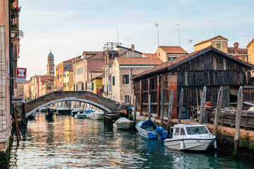 A view of boatyard on Squero di San Trovaso, Venice, Italy