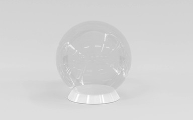 glass ball dome snow sphere for product presentation 3d render illustration
