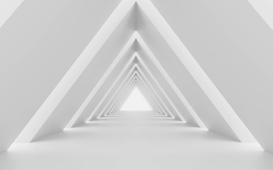 Generic architectural elements white modern triangular shaped room 3d render illustration - obrazy, fototapety, plakaty