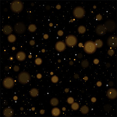 Gold bokeh, shiny glittering golden and silver stars