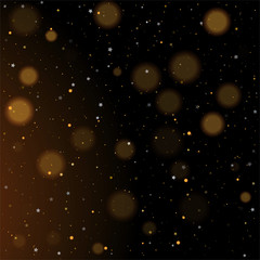 Gold bokeh, shiny glittering golden and silver stars