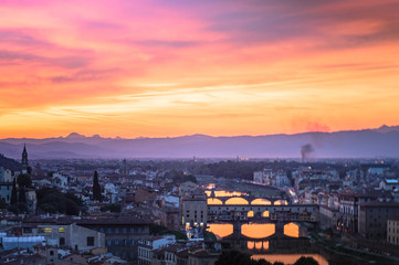 view of florence at sunset