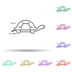 Walking tortoise multi color icon. Simple thin line, outline vector of speed icons for ui and ux, website or mobile application