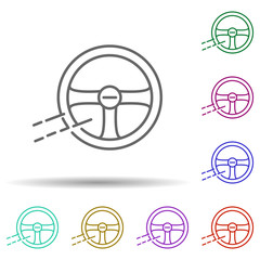 Steering wheel multi color icon. Simple thin line, outline vector of speed icons for ui and ux, website or mobile application