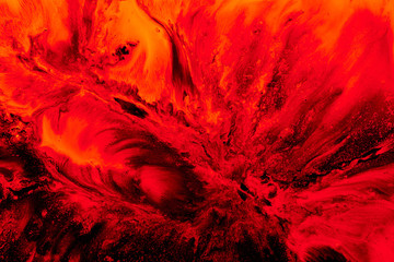 Abstract ruby nuclear explosion, liquid splash of wave of scarlet blood or red wine. Ocean of...