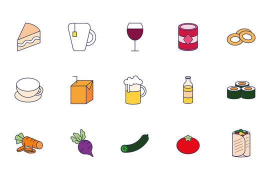 bundle of food and drinks icons