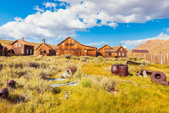 Antiquities in field in the Ghost town of Bodie California USA