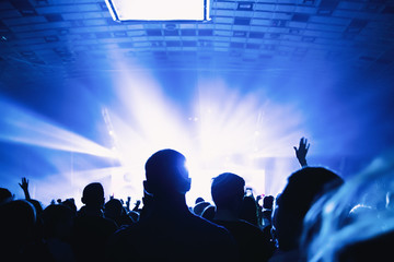 Silhouette of the crowd at a rock concert.