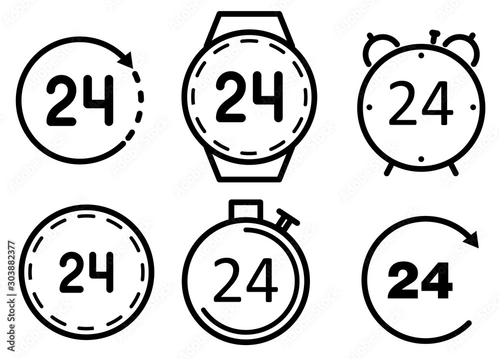 Poster 24/7 vector icons. simple illustration set of 24/7 elements, editable icons, can be used in logo, ui