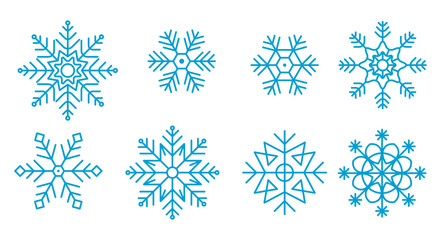 Fototapeta na wymiar Snowflakes Set, Snow-flakes winter collection, snowfall vector illustration