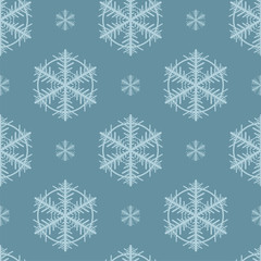 Winter snowflakes seamless pattern. Decorative vector illustration.