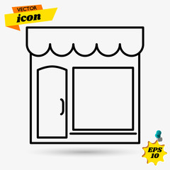 Shop building icon illustration isolated vector sign symbol. Trendy Flat style for graphic design, Web site, UI.