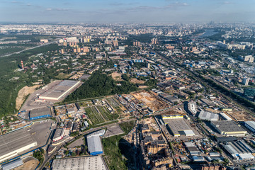 Obraz premium Big city, aerial view. High-rise residential construction, very high building density.