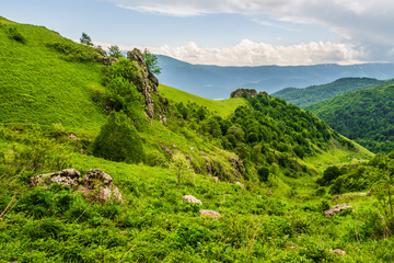 Fototapeta na wymiar Rocky hillsides of South Caucasus mountains in Armenia