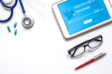 concept time health check up on white background